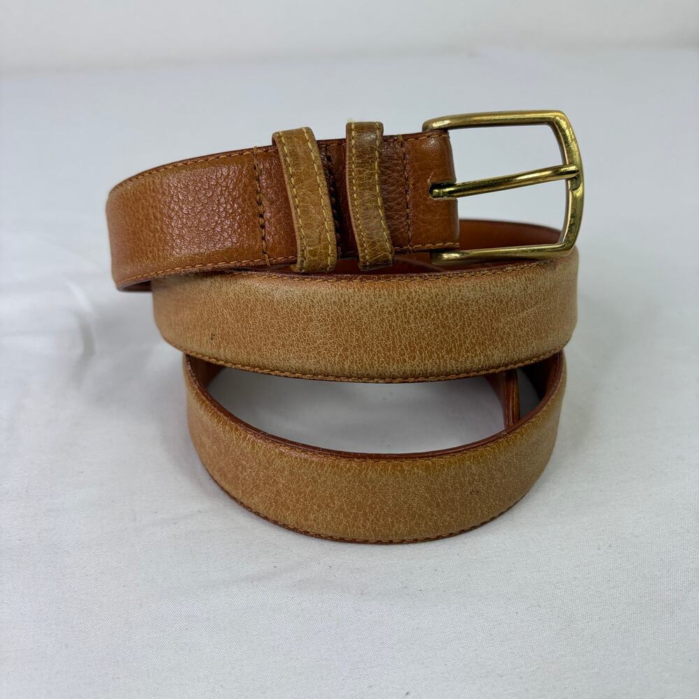 Christopher Hayes light brown/tan leather belt, size 38, distressed, classic
